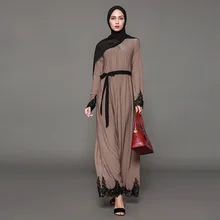 Бархат с длинными рукавами, Пакистанская мусульманская одежда для Дубай, платья трапециевидной формы