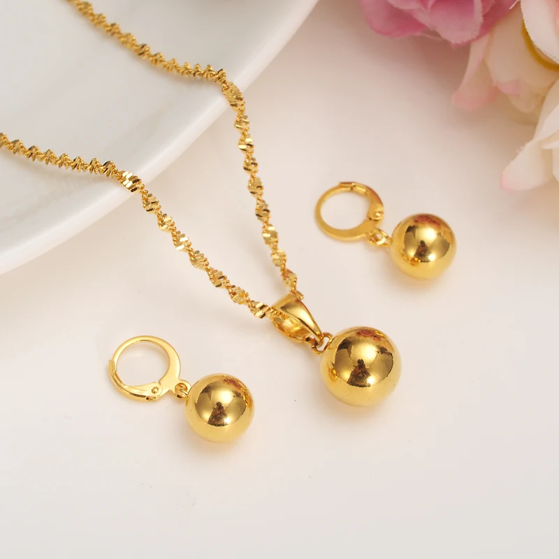 Gold Color Bead Jewelry sets Round 