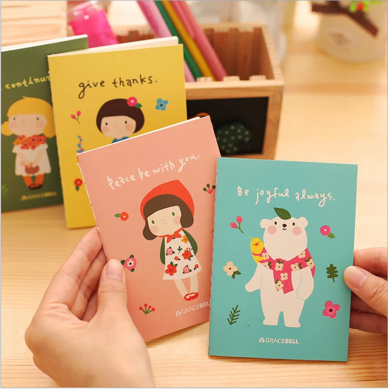 

4pcs/lot 12*8.5 20sheets New Korean Stationery Cute Apron Girl Notepad Gracebell Girl Little Book Mini Notebook Student Prize