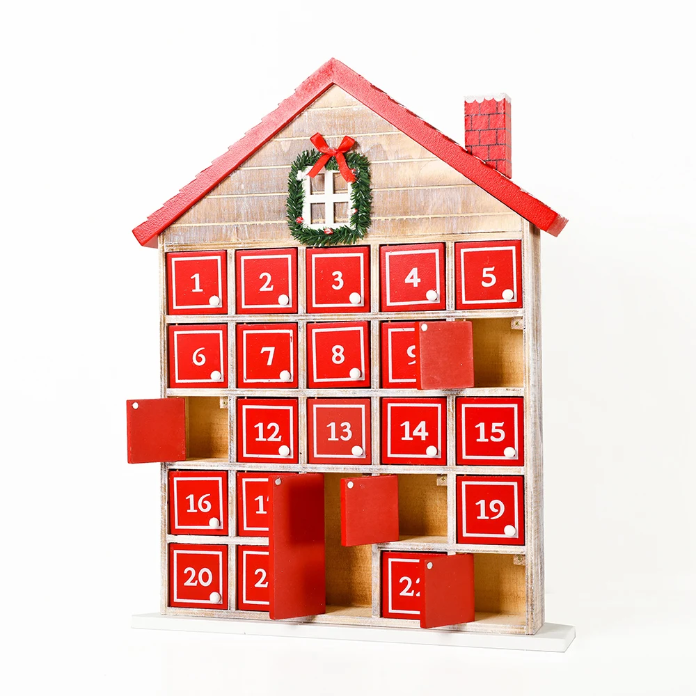 2019 Christmas Wooden Table Decoration Xmas House Advent Calendar 2019 Christmas Wooden Table Decoration