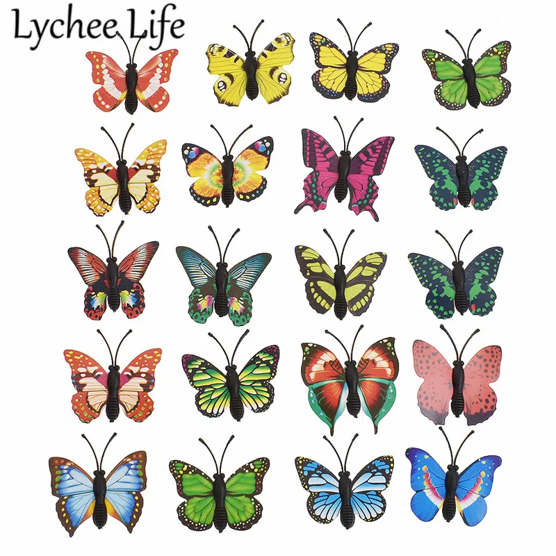 

100 Pcs PVC Artificial Butterfly Wall Sticker 3D Insect Shape Stickers Colorful Modern Style Home Room Decoration