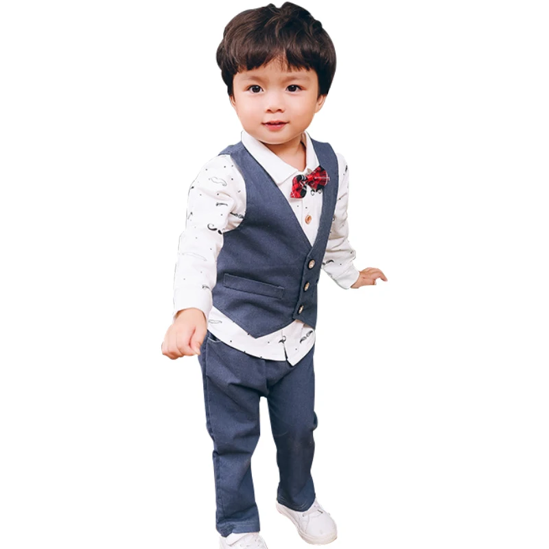 

Kids Boy Blazers and Suit Vest Shirt Pants 3 Pieces Costumes for Boys Wedding Sets 2019 Children's Formal Suit Blazers