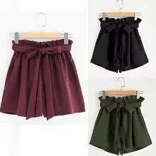 Женские однотонные облегающие шорты с карманами и эластичной резинкой на талии 0712