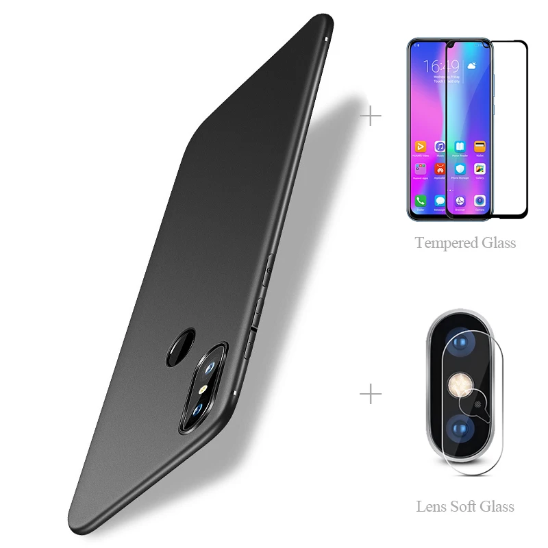 Матовый чехол накладка + закаленное стекло Защитная пленка для камеры Xiaomi Mi 9 Lite 8