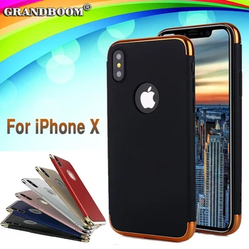 

500pcs Luxury Hard Plastic PC Back Cases For iPhone XS Max XR X 8 7 Plus 6 6S SE 5 5S Gold Plating Hybrid 3in1 Protection Cover