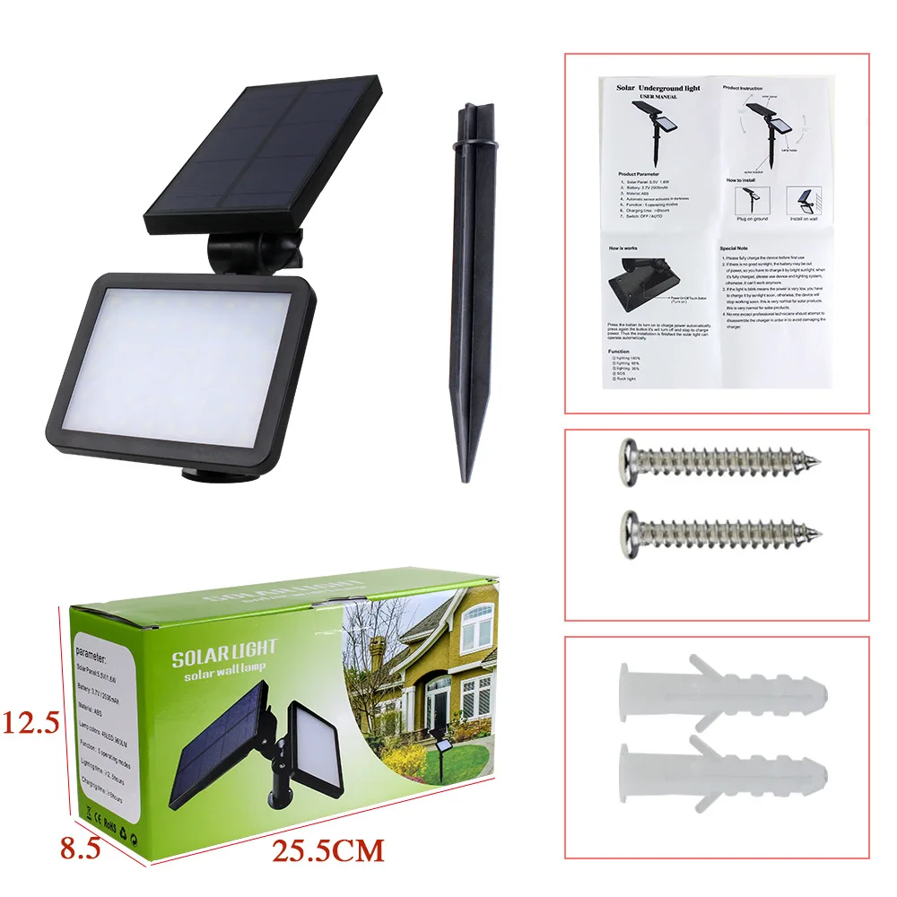 

Multifunction LED Solar Power Panel Wall lights 48 LED Light Sensor Waterproof lampe solaire Outdoor Fence Garden Pathway Lamp