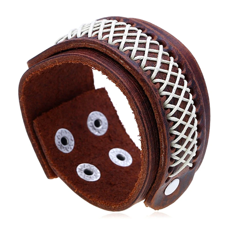 

2019 Fashion Punk Leather Bracelets for Men Jewelry Personality Retro Design Charm Bracelets Bangles Gift