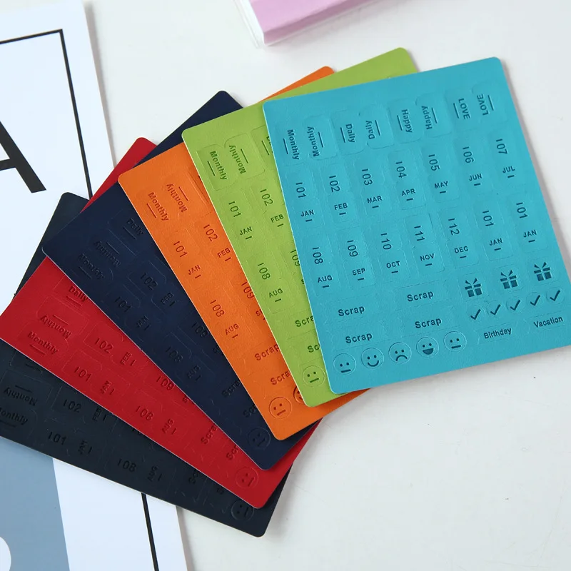 

100PC Multi-Color Self Adhesive Mini DIY Leather Monthly Calendar Index Tabs for Appointment Book Events Diary Scrapbook Planner