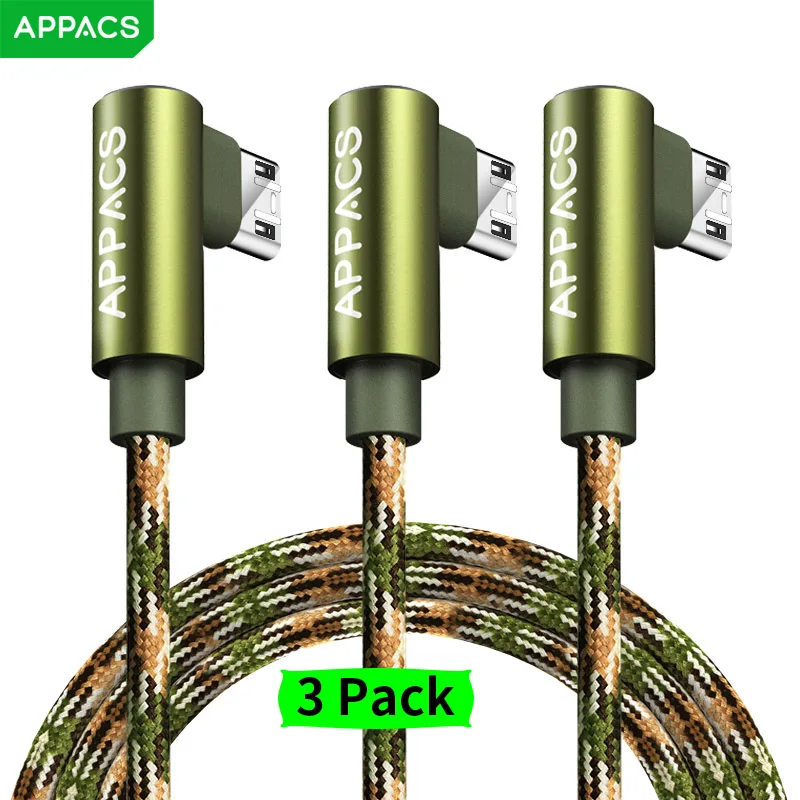 APPACS 3 Упаковка микро USB кабель быстрое зарядное устройство 5V2. 3 фута кабель синхронизации данных и зарядки Камуфляж Плетеный кабель для мобильного телефона