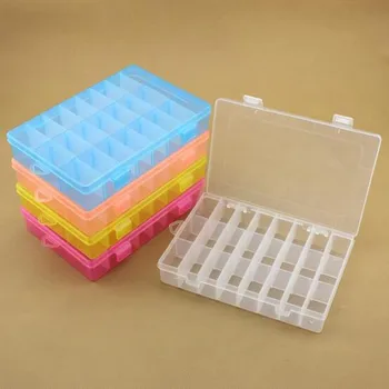 

2pcs! Multicolor Adjustable 24 grid Rings Jewelry Display Organizer storage box Case with lid pill box container for Travel Bins