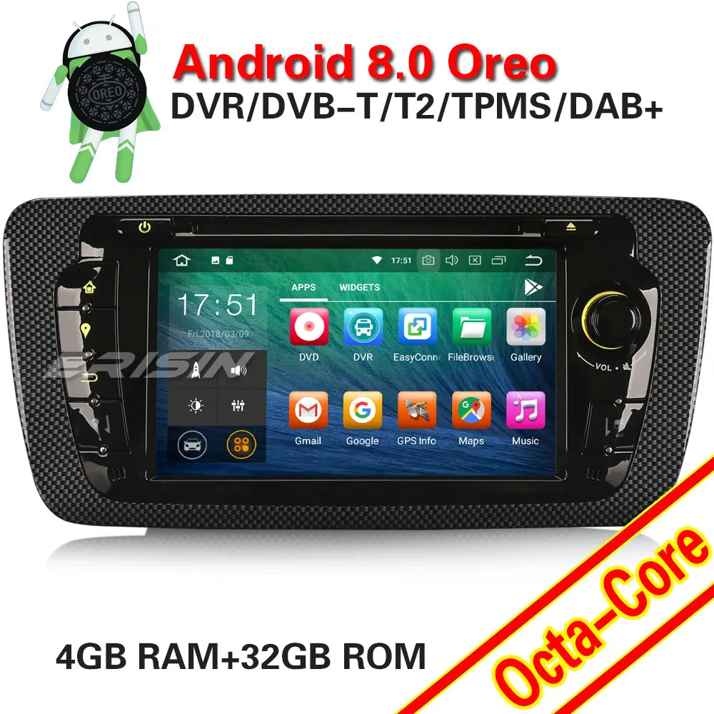 

Erisin ES7822S 7 inch car dvd player android 8.0 4G RAM DAB OBD WIFI 3G for SEAT IBIZA 2009-2013