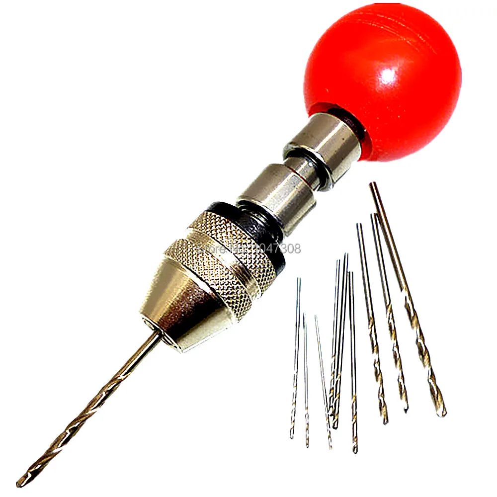 10pcs Mini Micro Twist Drill Bit 0.6 2mm w/ Hand Drill Keyless Chuck