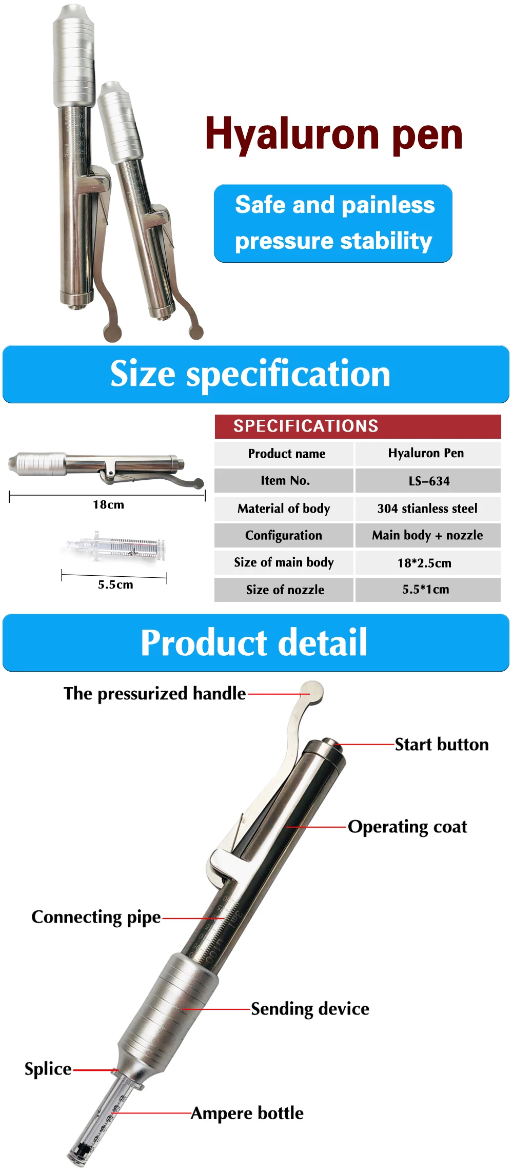Caneta para Anti-rugas Rejuvenescimento da Pele Nova Chegada Prata Hialuron Caneta Mesotherapy Arma Nenhuma Agulha Injeção Hialurônico Meso Gun 16 Cheap Dispositivo de íons