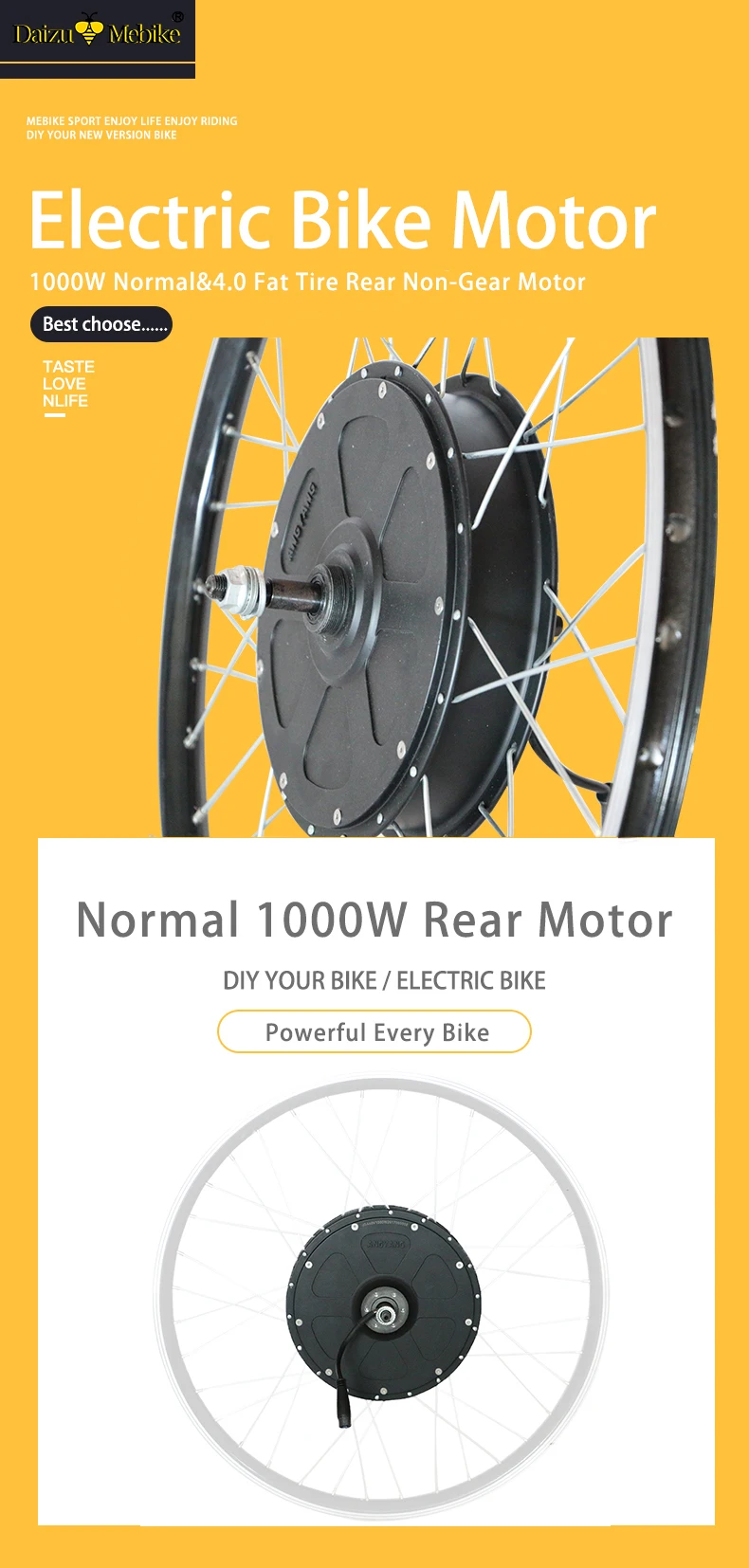 Cheap Powerful High Speed 48V 1000W Gearless non-gear Hub Motor Fat 4.0 Tire 55km/h 500W Brushless Rear Front electric bike motor kit 0