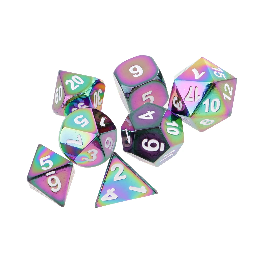 Perfeclan 7 pieces Metal Polyhedral Dice for Dungeons & Dragons Dice Table Games RPG MTG+Dice Cup #5 Party Game Toys