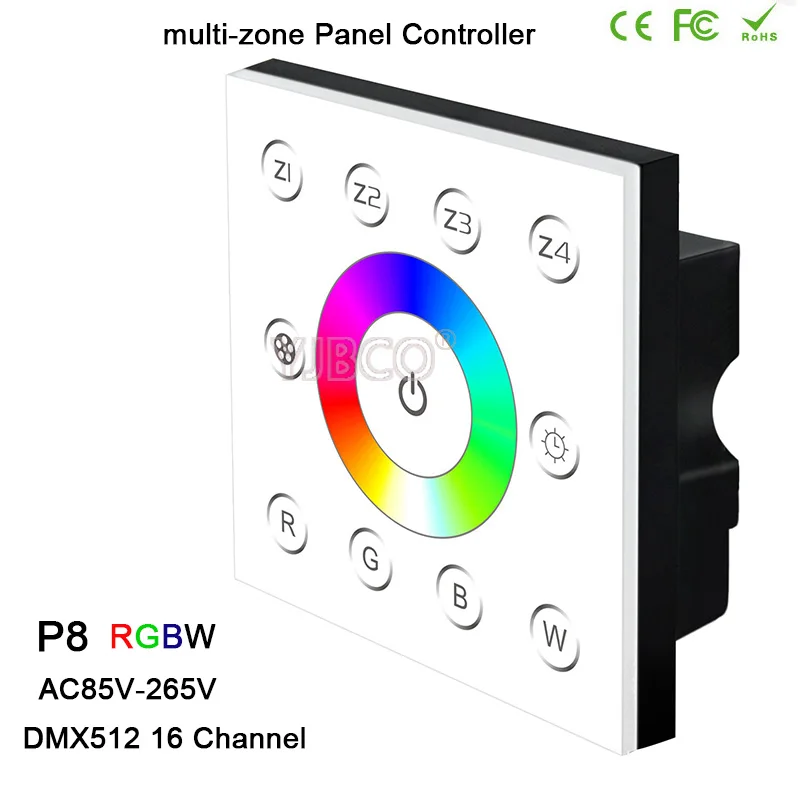 

BC P5/P6/P7/P8 AC85V-265V Wall-mounted DMX512 Console Master Touch panel dimming/CCT/RGB/RGBW controller for LED Strip Light