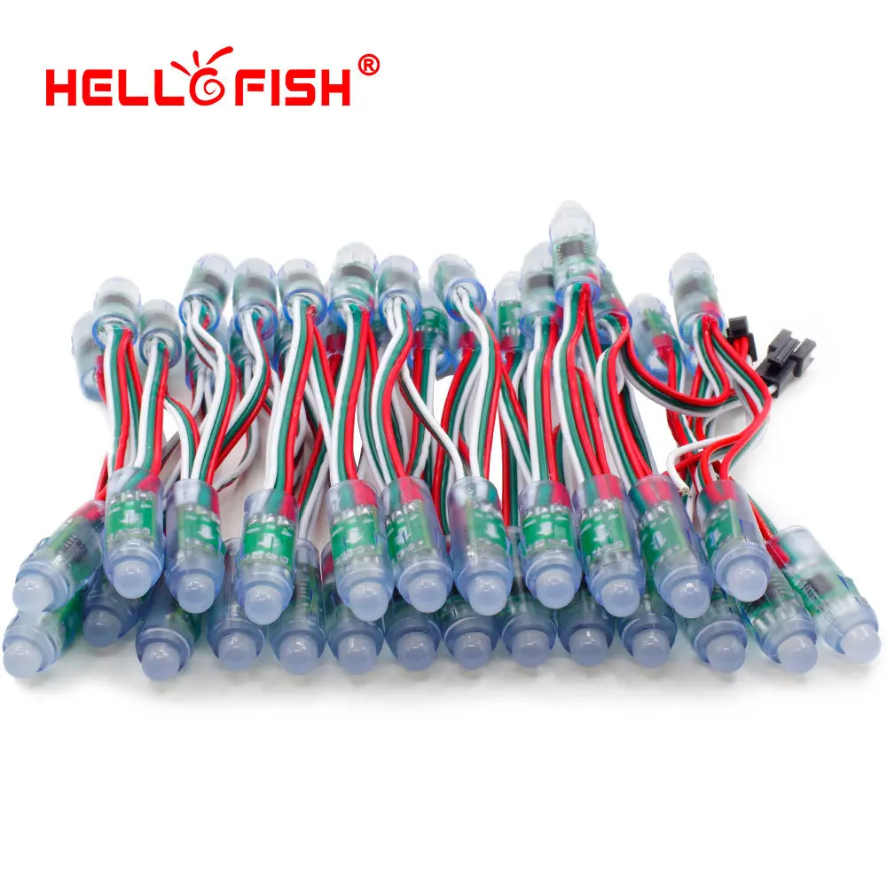 Hello Fish 12 мм WS2811 полноцветный пиксельный модуль DC5V IP68 водонепроницаемый точечный светильник для рекламы 50 шт./лот