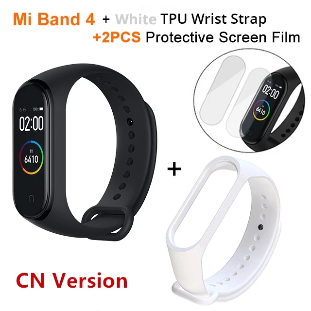 New Original Xiaomi Mi Band 4 Smart Color Screen Bracelet Heart Rate Fitness Bluetooth 5.0 Swimming Waterproof Sports Band - Color: miband4 N WhiteStrap