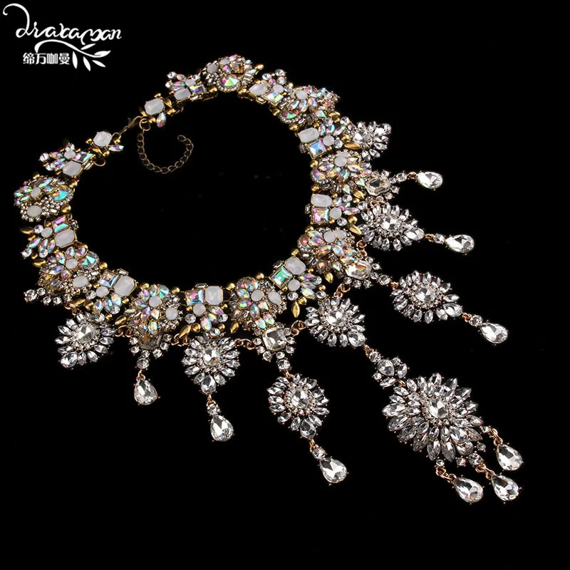 Бренд Dvacaman, лидер продаж, колье ручной работы с кристаллами, женское модное цветочное массивное ожерелье, для помолвки, шоу, вечерние ювелирные изделия O5