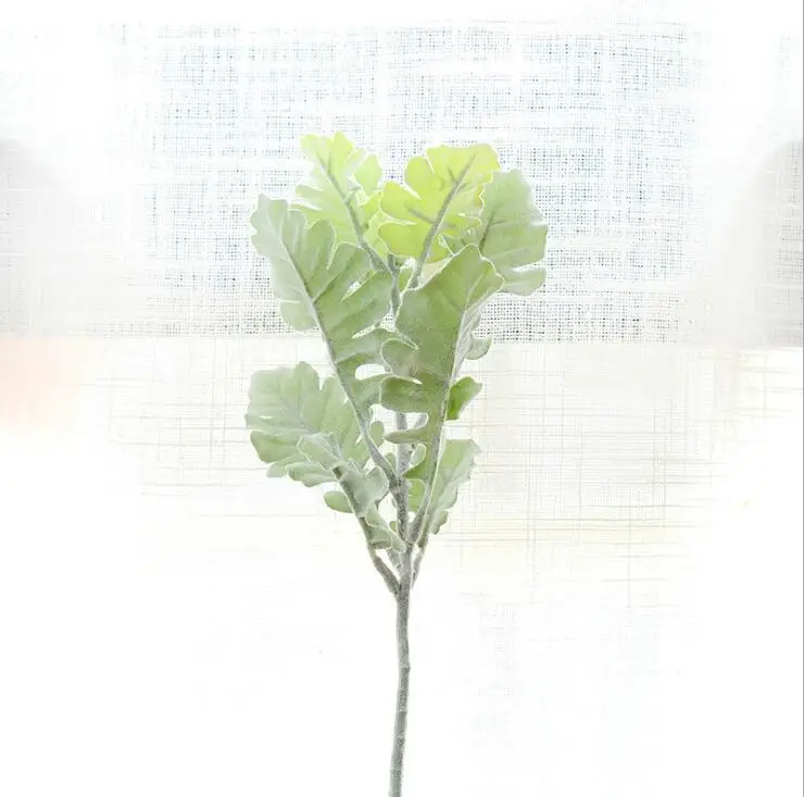 002 Один Искусственный лист связка Senecio cineraria DC поддельные Флокирование семена крестовника пепельного растения для Цветочная композиция часть украшения - Цвет: 002