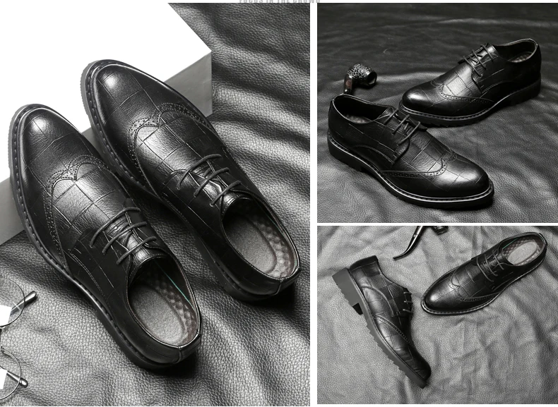 Men's Leather Casual Shoes' Formal Office Men Shoes Luxury Brand Leather Oxford Dress Shoe Lace-Up Oxford Shoes For Men Casual (2)