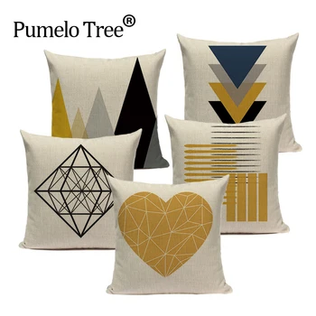 Yellow Heart Throw Pillow Covers Nordic Geometric Cushion Cover Graph Custom Decoration Home Deer Pillow Case For Pillow Cojin