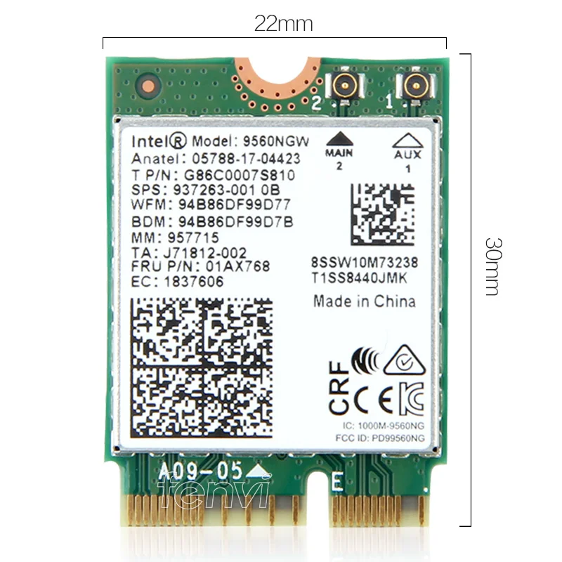 Двухдиапазонный беспроводной адаптер для Intel 9560 AC 9560NGW 1 73 Гбит/с Wi Fi 802.11ac Bluetooth 5 0