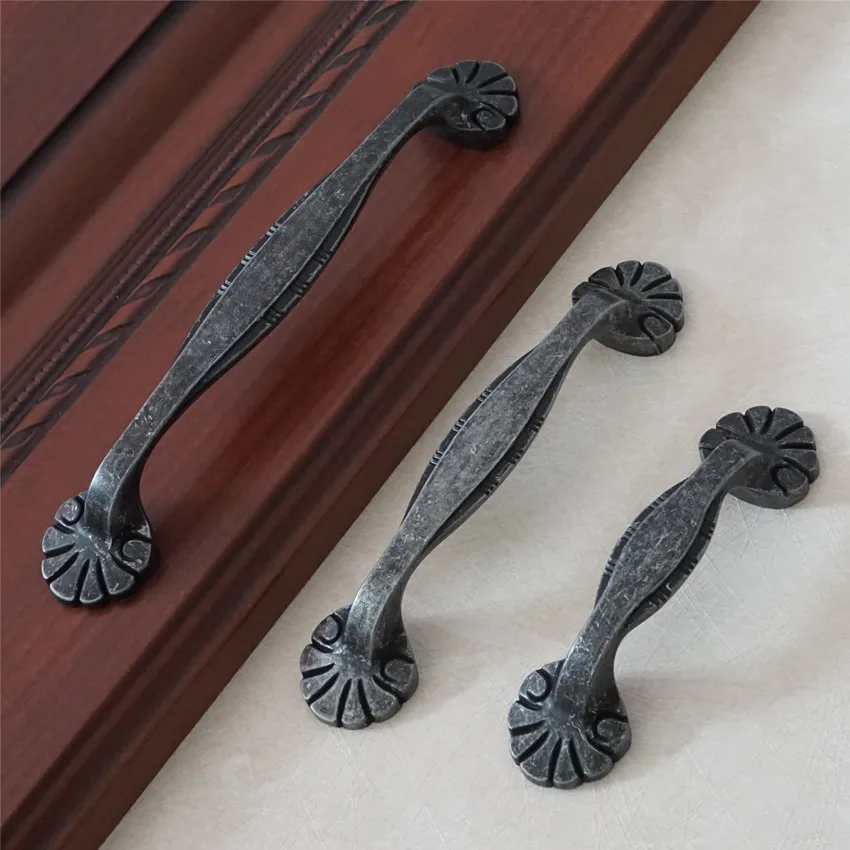 Home And Garden Vintage Rose Carved Alloy Drawer Handles For Cabinet