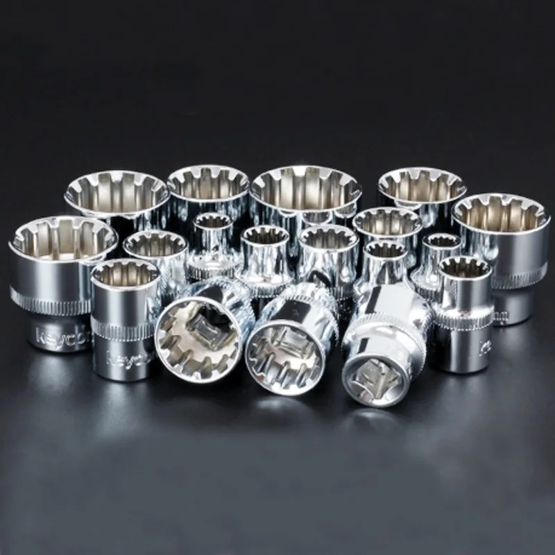 

3/8" 6-24mm Universal Heavy 12 Tooth Socket Wrench Head Inner Hexagon Spanner Allen Head Auto Repair Tools 1Pcs