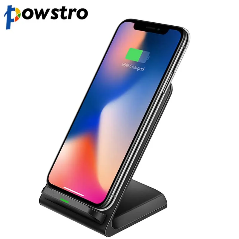 Powstro Qi стандартное беспроводное зарядное устройство быстрое зарядное устройство подставка Док-станция для iPhone XS Max XR 8 X Samsung S9 S8 S7