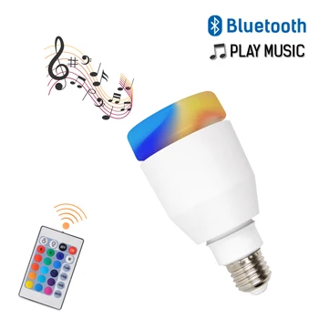 

DINGDIAN LED 10W 110V-265V Bluetooth Music Light Bulbs Wireless Remote Control Color Light Bulb RGB+White Bluetooth Sound Bulb