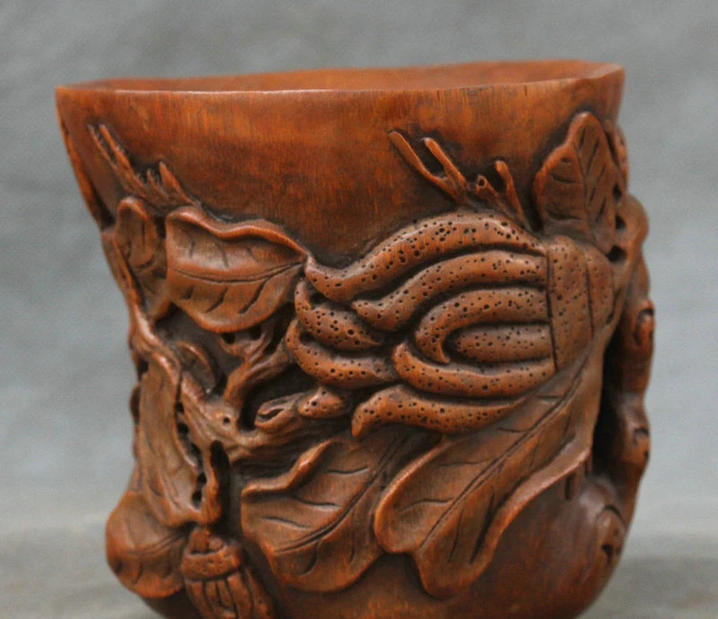 5.2 Rare Old Chinese Boxwood Carve Fingered Citron Flower Brush Pot Pencil Vase | Дом и сад