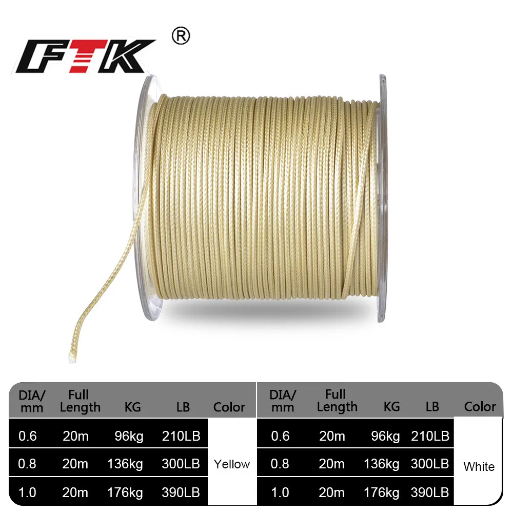 FTK 20 м 12+ 8 нитей PE плетеная рыболовная леска 210 фунтов/300 фунтов/390 фунтов супер мягкая леска джиг помощь крючок многонитевая леска Рыбная леска проволока