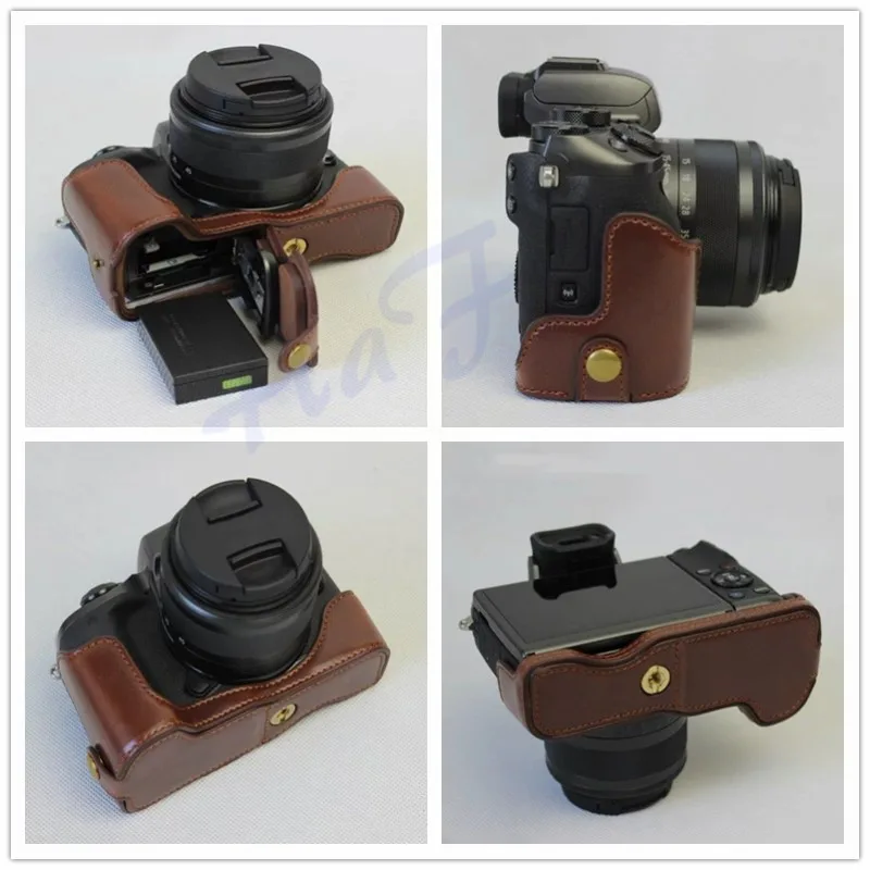100 New Leather Half Body Camera Case Base For Canon EOS M5 (Any Lens