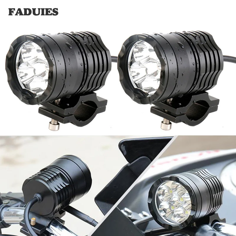 FADUIES Pair 60W Motorcycle Bicycle LED Fog lights Auxiliary driving Lamp Motorbike High Brightness 6000K White +Switch (7)