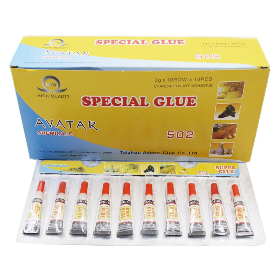

100Pcs/box Cyanoacrylate Adhesive Liquid Super Glue 502 Strong Fast Bond Wood Bts School Rubber Leather Metal Stationery Store