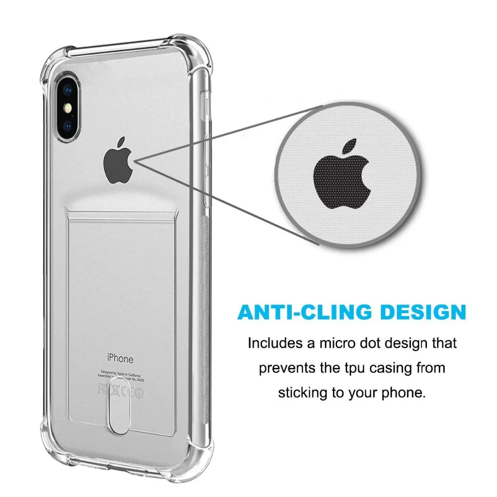  For IPhone 7 8 Plus XR XS MAX Credit Card Holder Soft TPU Transparent Back Cover For iPhone 5S 6 6S Plus Wallet Silicone Cases (5)