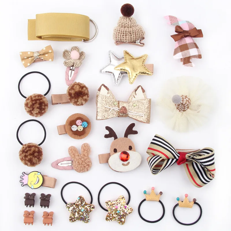 

24pcs/lot Korean children's hair accessories baby tiara girls hairpins 24 sets gift box baby baby hairpin clip