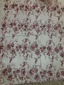 

7 designs option on sale Jolin-51521 beaded african tulle lace fabric beautiful french net lace fabric with glued glitter