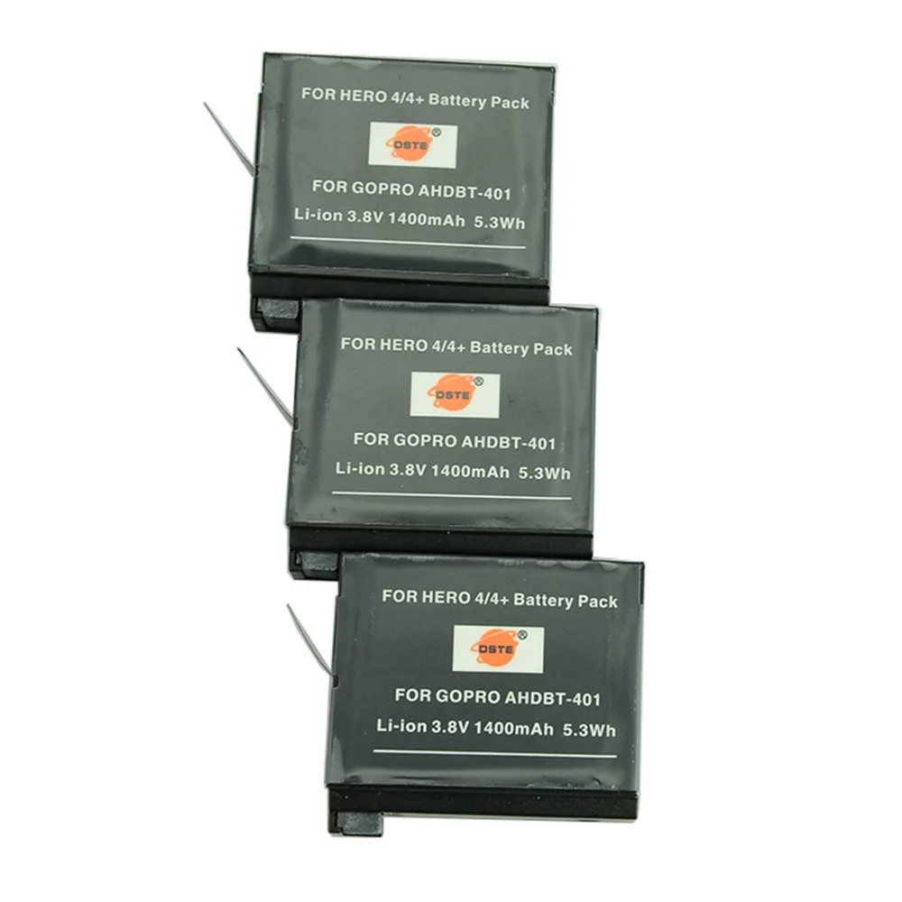 

DSTE 3pcs AHDBT-401 Li-ion Battery for Gopro Hero4 Hero4+ Camera