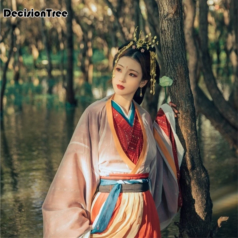 

2019 pure white chiffon fairy costume hanfu for photography or stage performance peach blossom fairy costume