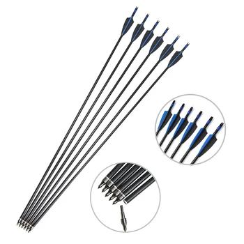 

6/12 PCS Spine 500 Archery Fiberglass Shaft Arrows Target Points Arrowheads Recurve Compound Bow For Oudoor Shooting Hunting