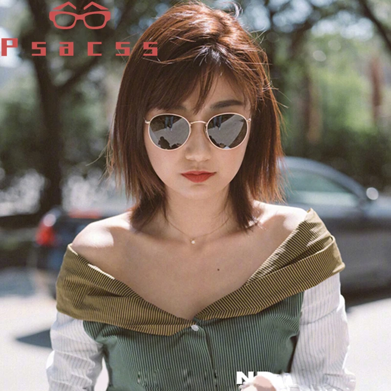 

Psacss NEW Classic Round Sunglasses Men Women Vintage Metal Frame 2019 Fashion Brand Designer Mirror Sun Glasses UV400 oculos