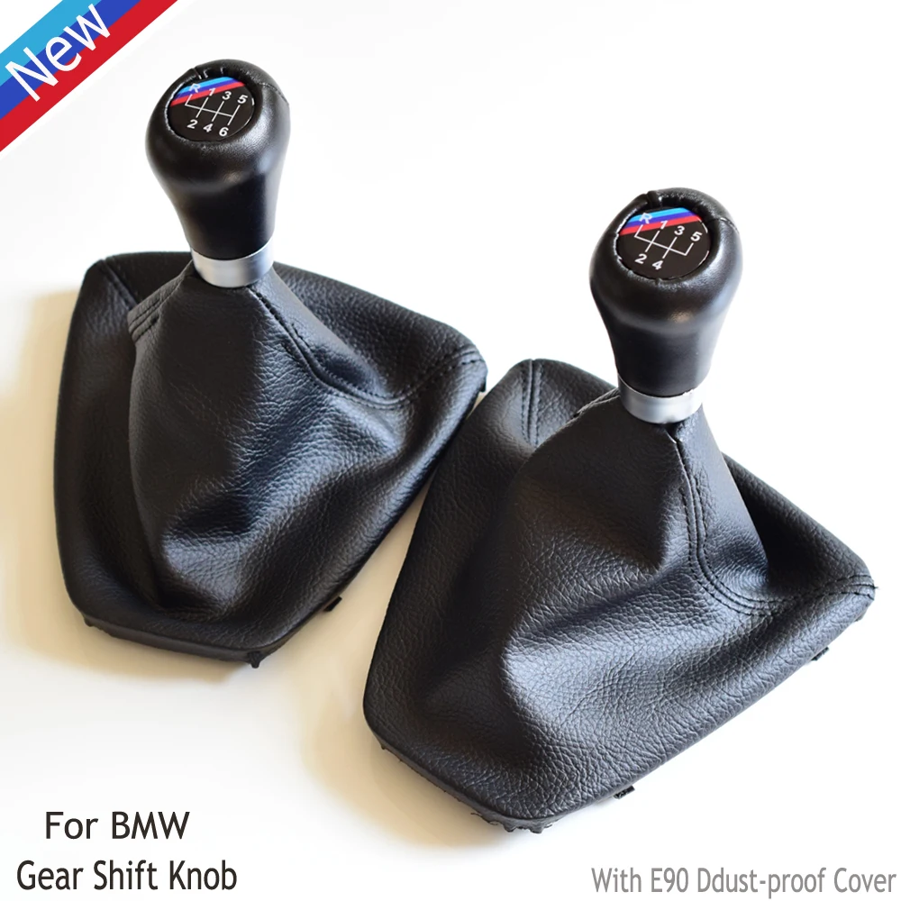 

5 6 speed Control Gear Change Color /// Logo Manual Car Gear Shift Knob With Dust-Proof Boots Cover For BMW E90 E91 E92 E93