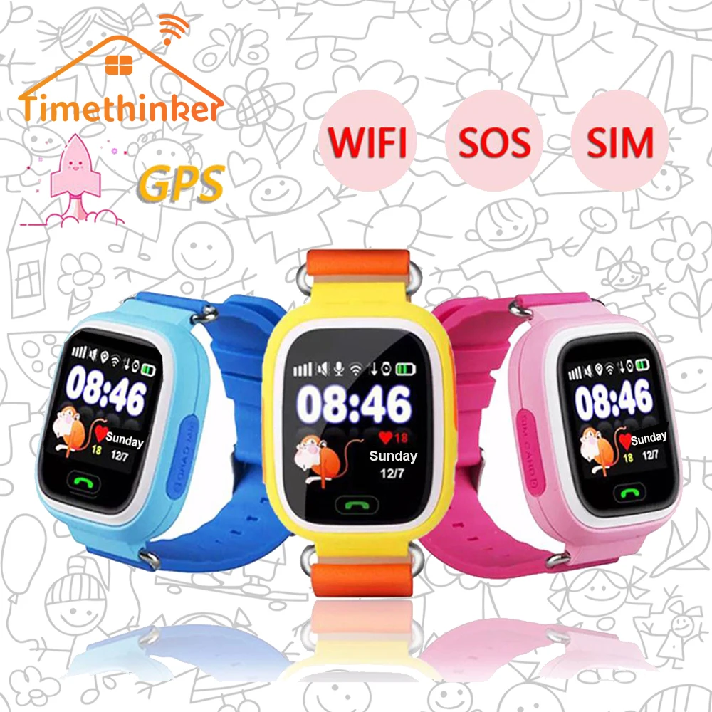 Timethinker Q90 детские gps умные часы Дети WiFi расположение сенсорный экран Смарт часов SOS