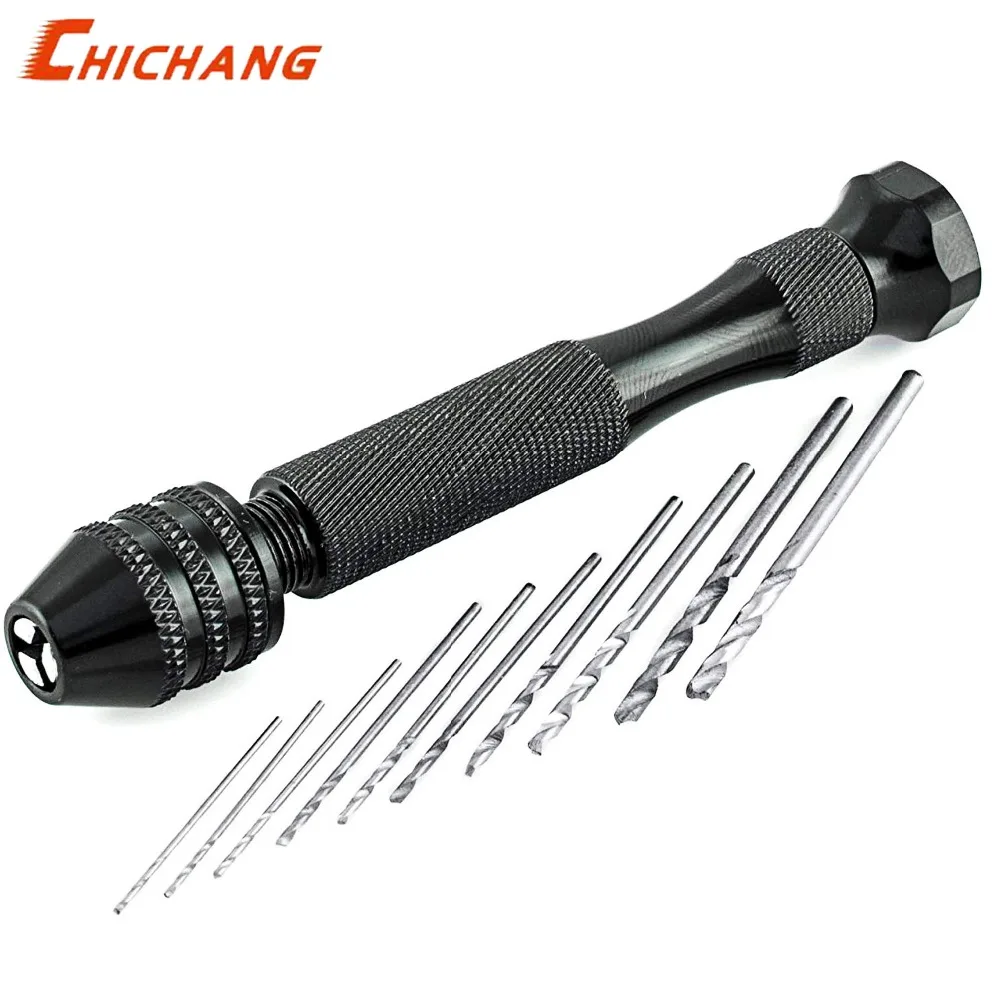 

Precision Pin Vise Hand Drill with Twist Bits - Set of 11 Pieces. Great for models and Hobby.