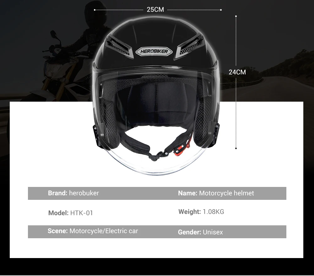 HEROBIKER мотоциклетный шлем мотоциклетный Мотокросс Casco Moto шлем для мотогонок Половина лица шлем крушение двойной объектив