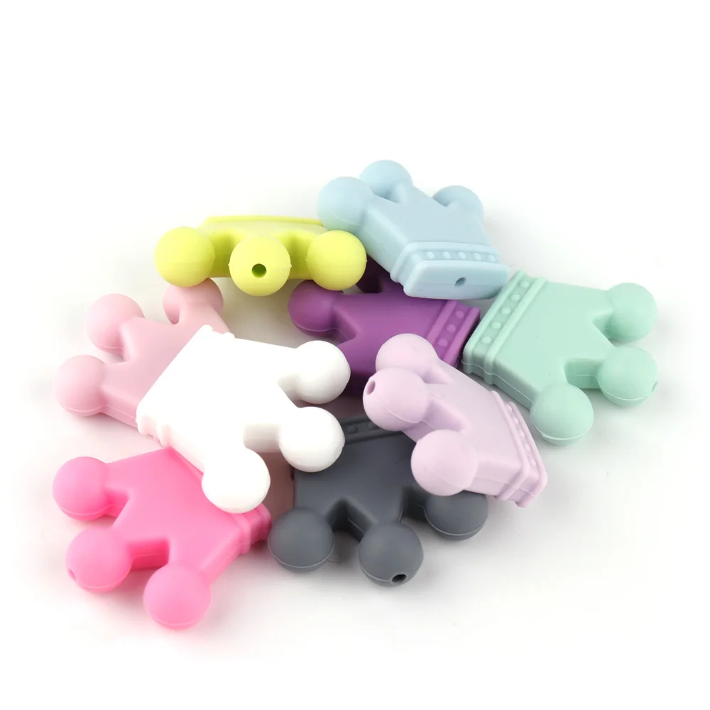TYRY. HU 10 шт. силиконовая подвеска-прорезыватель в виде короны, Детские Прорезыватели для зубов, карамельный цвет, силиконовые подвески для самостоятельного изготовления прорезывателей