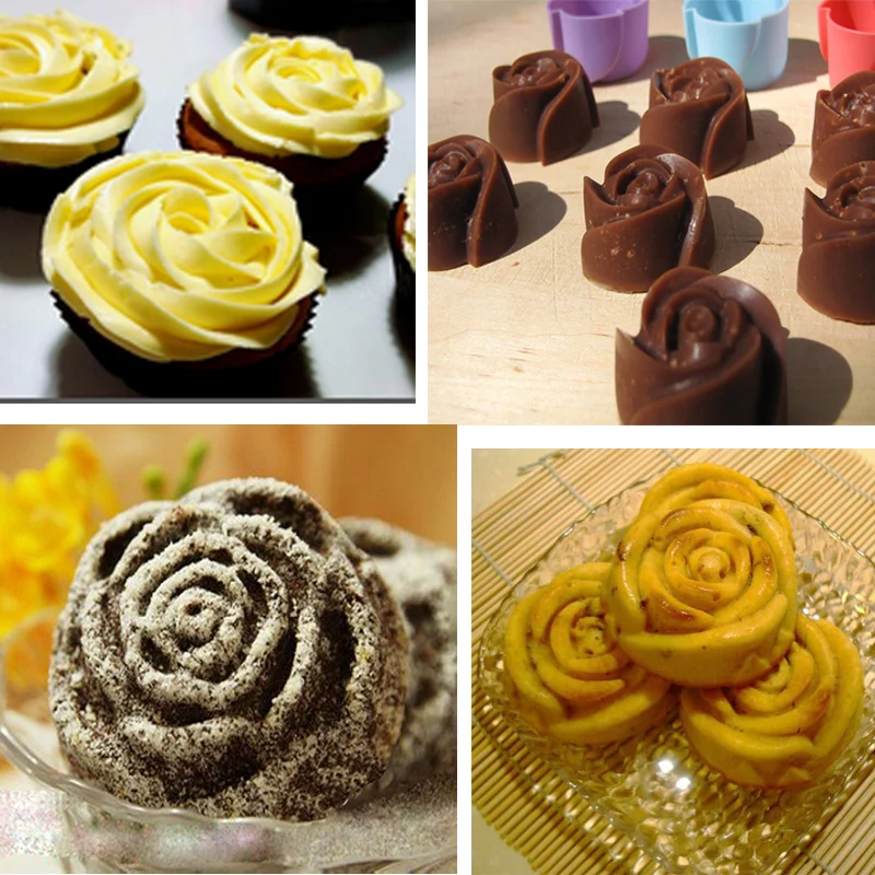 10 шт. силиконовые формочки для маффинов в виде Розы|jelly mold|cupcake moldsilicone muffin |