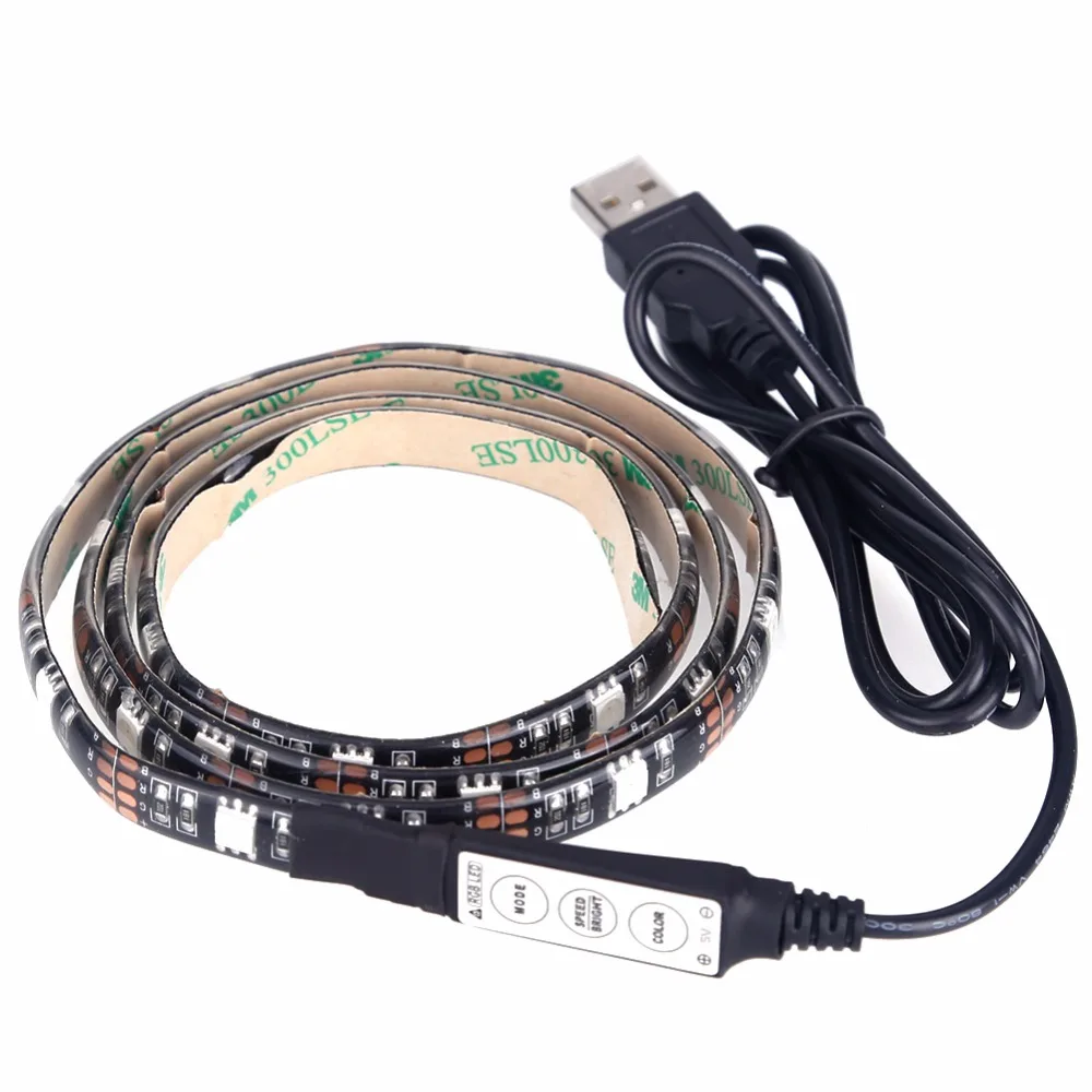 USB кабель 5 в 90 см Светодиодная лента светильник 5050 RGB полоса гибкий Рождество
